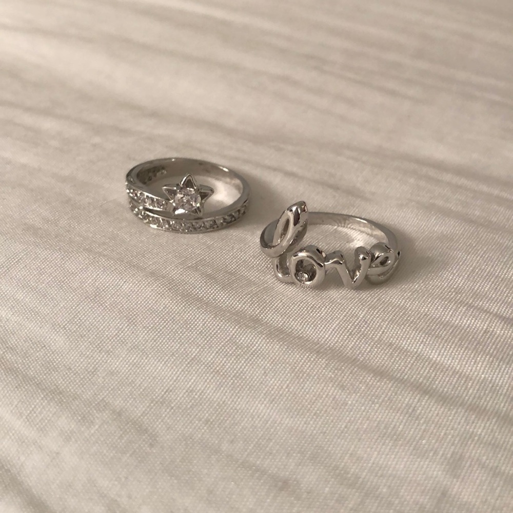 Silver rings - shooting star and love ring